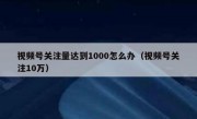 视频号关注量达到1000怎么办（视频号关注10万）