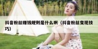 抖音粉丝赚钱规则是什么啊（抖音粉丝变现技巧）