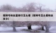 视频号粉丝量排行怎么看（视频号怎么看粉丝多少）