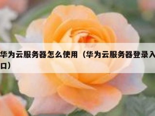 华为云服务器怎么使用（华为云服务器登录入口）