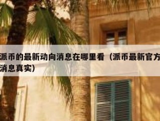派币的最新动向消息在哪里看（派币最新官方消息真实）