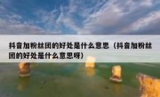 抖音加粉丝团的好处是什么意思（抖音加粉丝团的好处是什么意思呀）