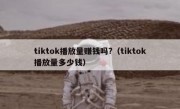 tiktok播放量赚钱吗?（tiktok播放量多少钱）