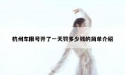 杭州车限号开了一天罚多少钱的简单介绍