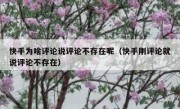 快手为啥评论说评论不存在呢（快手刚评论就说评论不存在）