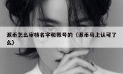 派币怎么审核名字和账号的（派币马上认可了么）