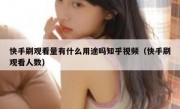 快手刷观看量有什么用途吗知乎视频（快手刷观看人数）