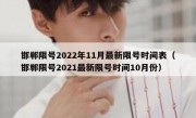 邯郸限号2022年11月最新限号时间表（邯郸限号2021最新限号时间10月份）