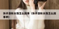 快手涨粉太慢怎么回事（快手涨粉太慢怎么回事啊）
