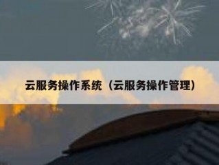 云服务操作系统（云服务操作管理）