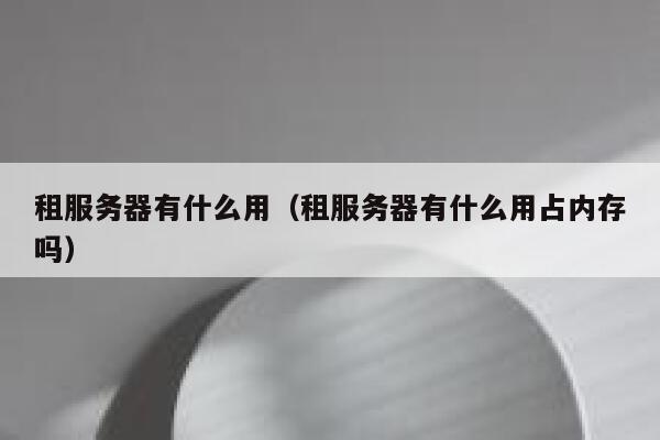 租服务器有什么用（租服务器有什么用占内存吗） 第1张