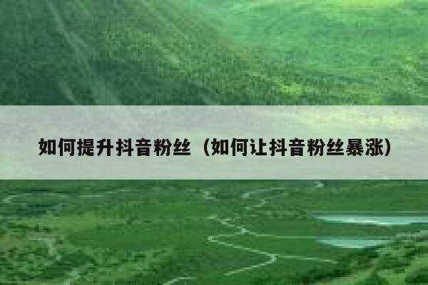 如何提升抖音粉丝（如何让抖音粉丝暴涨） 第1张