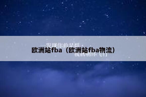欧洲站fba（欧洲站fba物流） 第1张