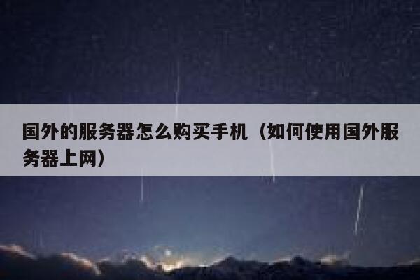 国外的服务器怎么购买手机（如何使用国外服务器上网） 第1张