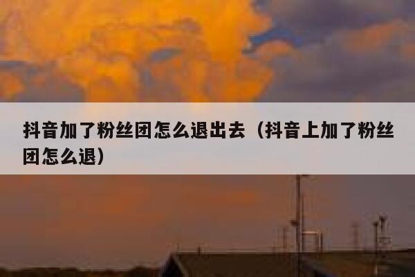 抖音加了粉丝团怎么退出去（抖音上加了粉丝团怎么退） 第1张