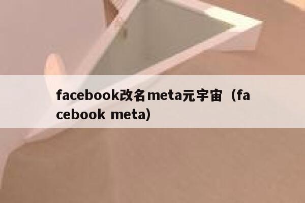 facebook改名meta元宇宙（facebook meta） 第1张