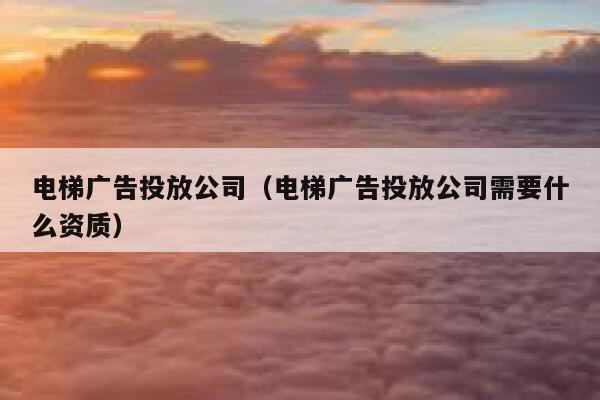 电梯广告投放公司（电梯广告投放公司需要什么资质） 第1张