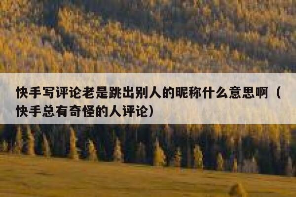 快手写评论老是跳出别人的昵称什么意思啊（快手总有奇怪的人评论） 第1张