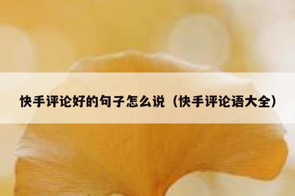 快手评论好的句子怎么说（快手评论语大全） 第1张