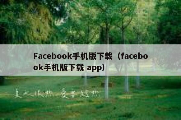 Facebook手机版下载（facebook手机版下载 app） 第1张