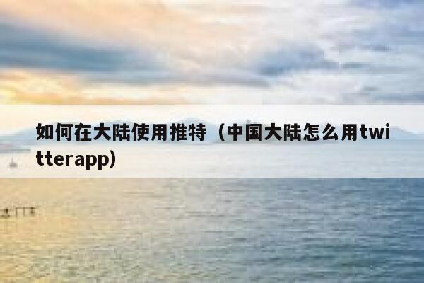 如何在大陆使用推特（中国大陆怎么用twitterapp） 第1张
