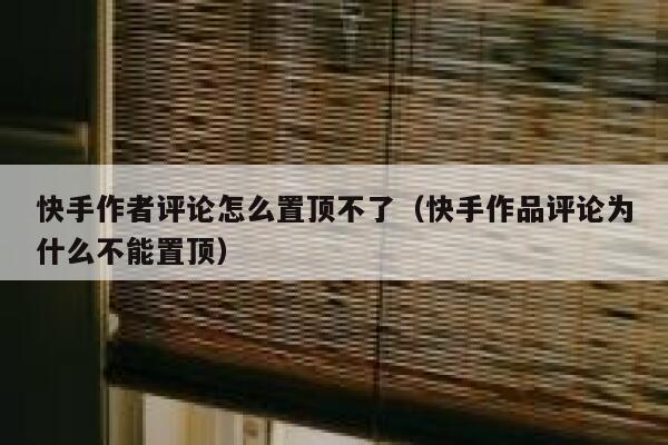 快手作者评论怎么置顶不了（快手作品评论为什么不能置顶） 第1张