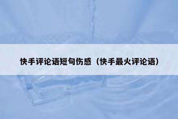快手评论语短句伤感（快手最火评论语） 第1张