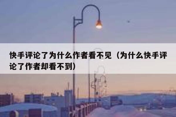 快手评论了为什么作者看不见（为什么快手评论了作者却看不到） 第1张