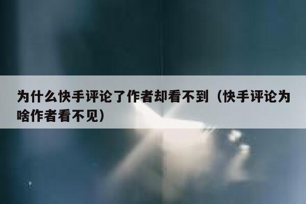 为什么快手评论了作者却看不到（快手评论为啥作者看不见） 第1张