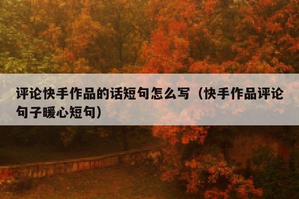 评论快手作品的话短句怎么写（快手作品评论句子暖心短句） 第1张
