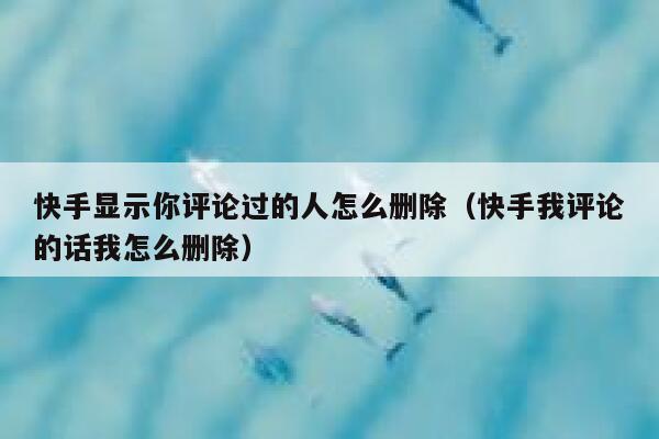快手显示你评论过的人怎么删除（快手我评论的话我怎么删除） 第1张