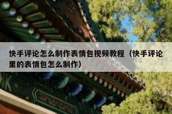 快手评论怎么制作表情包视频教程（快手评论里的表情包怎么制作） 第1张