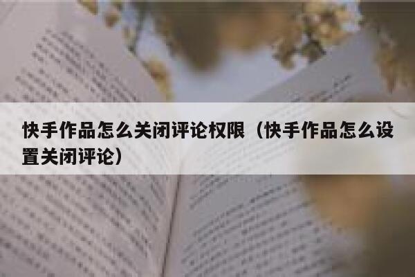 快手作品怎么关闭评论权限（快手作品怎么设置关闭评论） 第1张