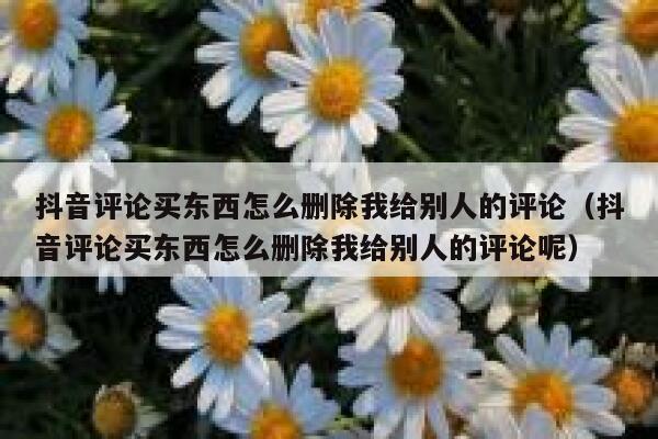 抖音评论买东西怎么删除我给别人的评论（抖音评论买东西怎么删除我给别人的评论呢） 第1张