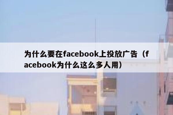 为什么要在facebook上投放广告（facebook为什么这么多人用） 第1张
