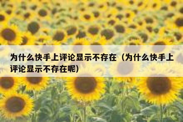 为什么快手上评论显示不存在（为什么快手上评论显示不存在呢） 第1张