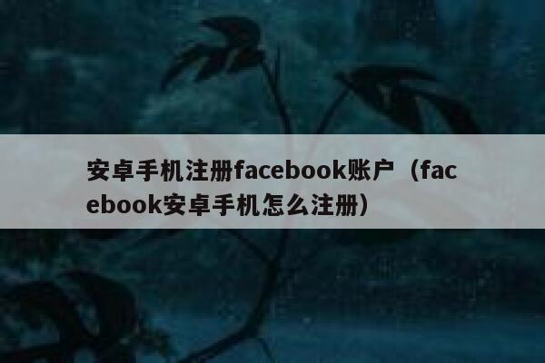 安卓手机注册facebook账户（facebook安卓手机怎么注册） 第1张