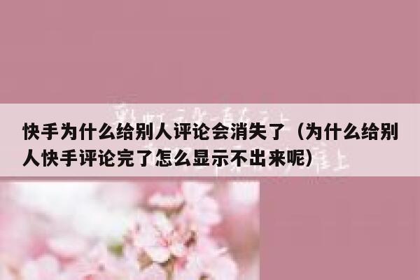 快手为什么给别人评论会消失了（为什么给别人快手评论完了怎么显示不出来呢） 第1张