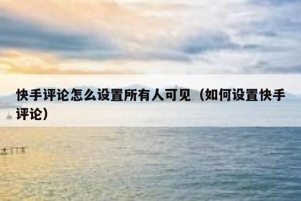 快手评论怎么设置所有人可见（如何设置快手评论） 第1张