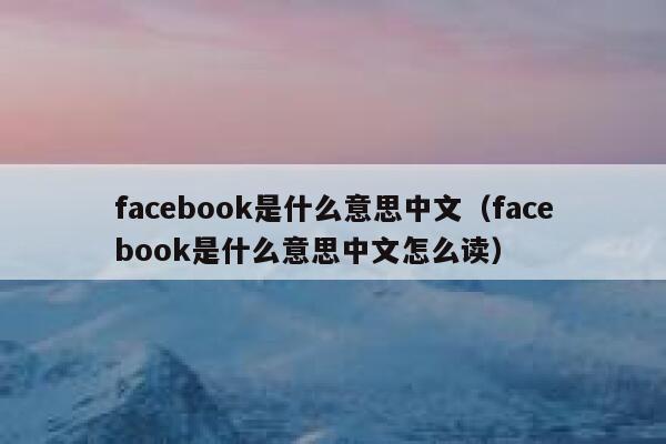 facebook是什么意思中文（facebook是什么意思中文怎么读） 第1张