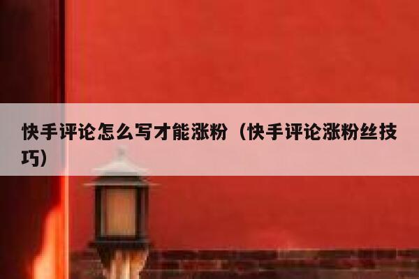快手评论怎么写才能涨粉（快手评论涨粉丝技巧） 第1张