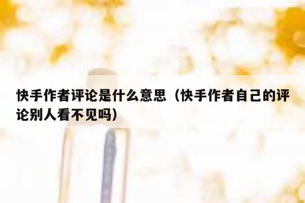 快手作者评论是什么意思（快手作者自己的评论别人看不见吗） 第1张
