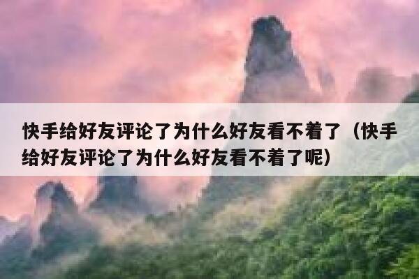 快手给好友评论了为什么好友看不着了（快手给好友评论了为什么好友看不着了呢） 第1张