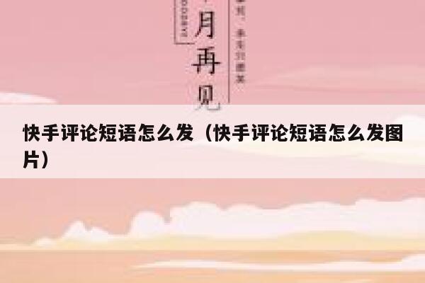 快手评论短语怎么发（快手评论短语怎么发图片） 第1张