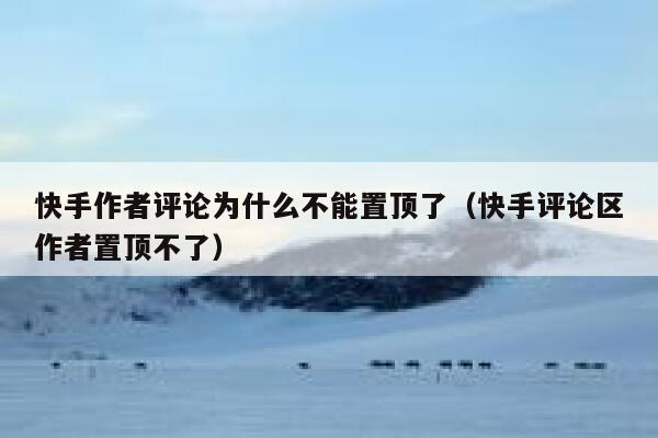 快手作者评论为什么不能置顶了（快手评论区作者置顶不了） 第1张