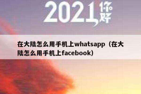 在大陆怎么用手机上whatsapp（在大陆怎么用手机上facebook） 第1张