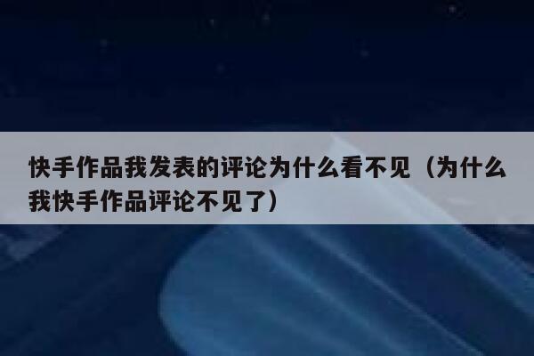 快手作品我发表的评论为什么看不见（为什么我快手作品评论不见了） 第1张