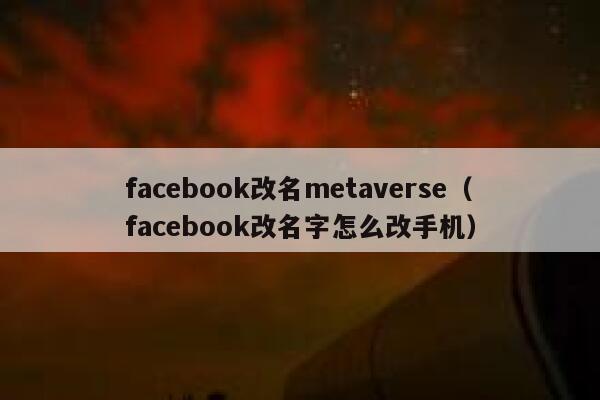 facebook改名metaverse（facebook改名字怎么改手机） 第1张