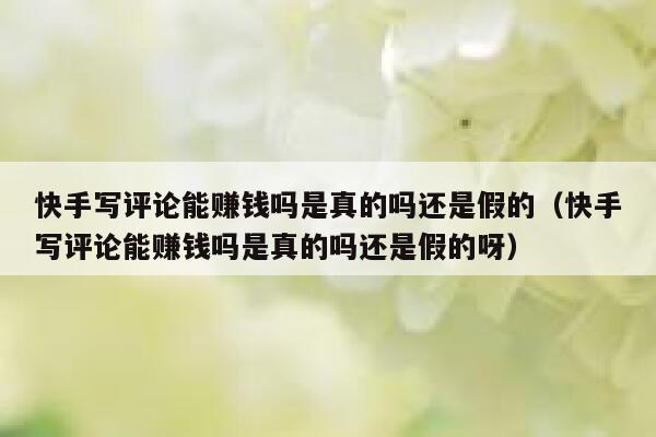 快手写评论能赚钱吗是真的吗还是假的（快手写评论能赚钱吗是真的吗还是假的呀） 第1张