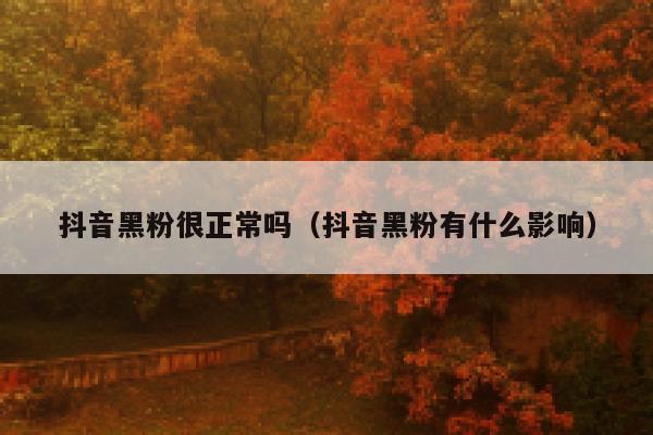 抖音黑粉很正常吗（抖音黑粉有什么影响） 第1张